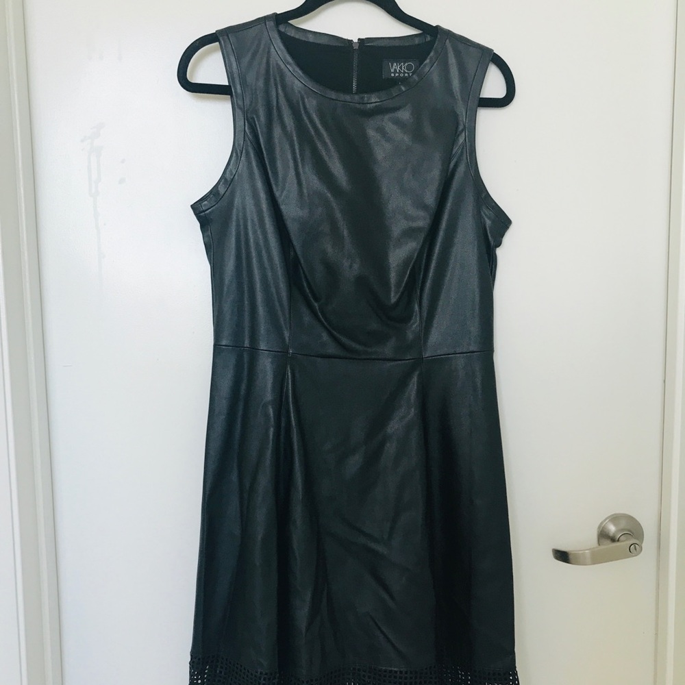 Vtg NWT Vakko Faux vegan leather dress
